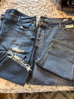 Two Pair of Old Navy Women's Jeans - one Slouchy One Distressed Boyfriend